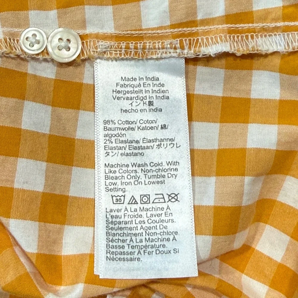J.Crew Womens Orange Gingham Check Button Down Shirt Long Sleeve Size L Preppy